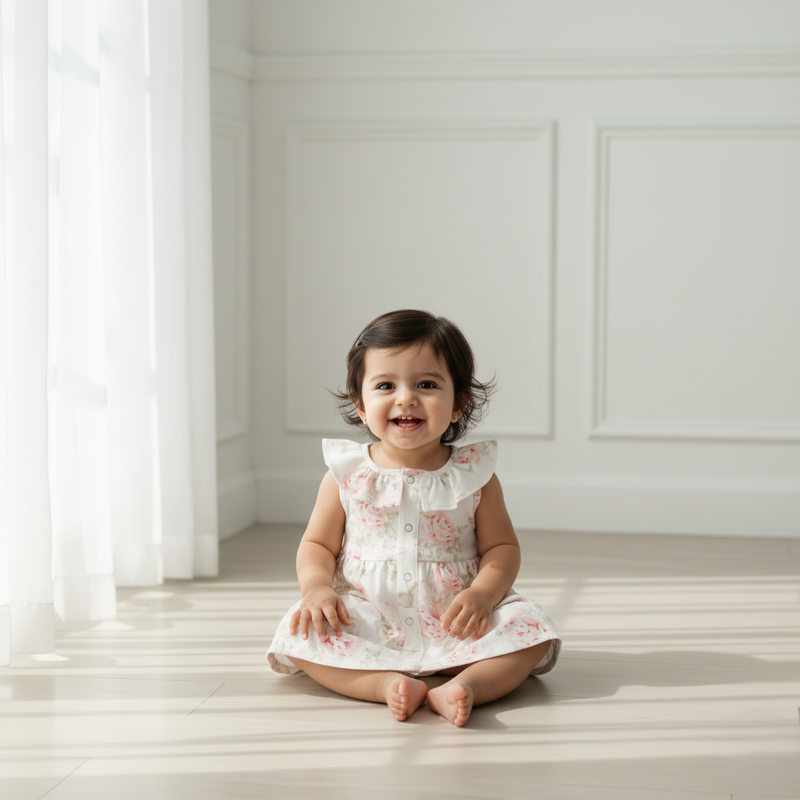 Green Printed Baby Frock