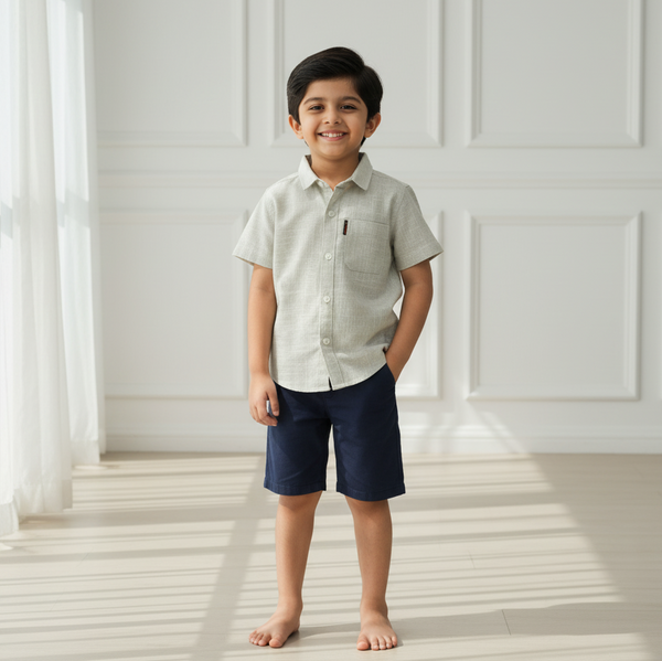 Grey Half Sleeves Casual Shirt