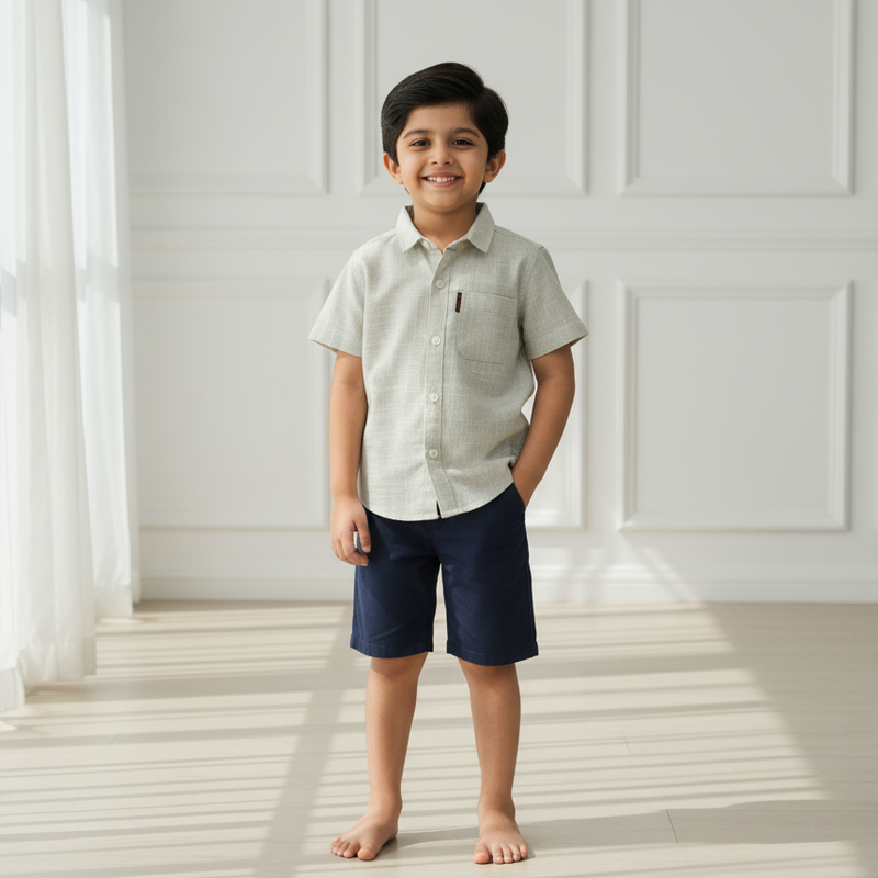 Grey Half Sleeves Casual Shirt