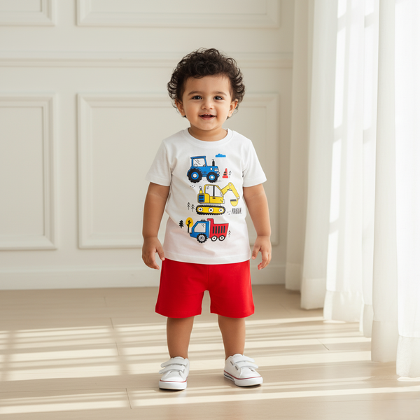 Truck Printed T-shirt with Short Set
