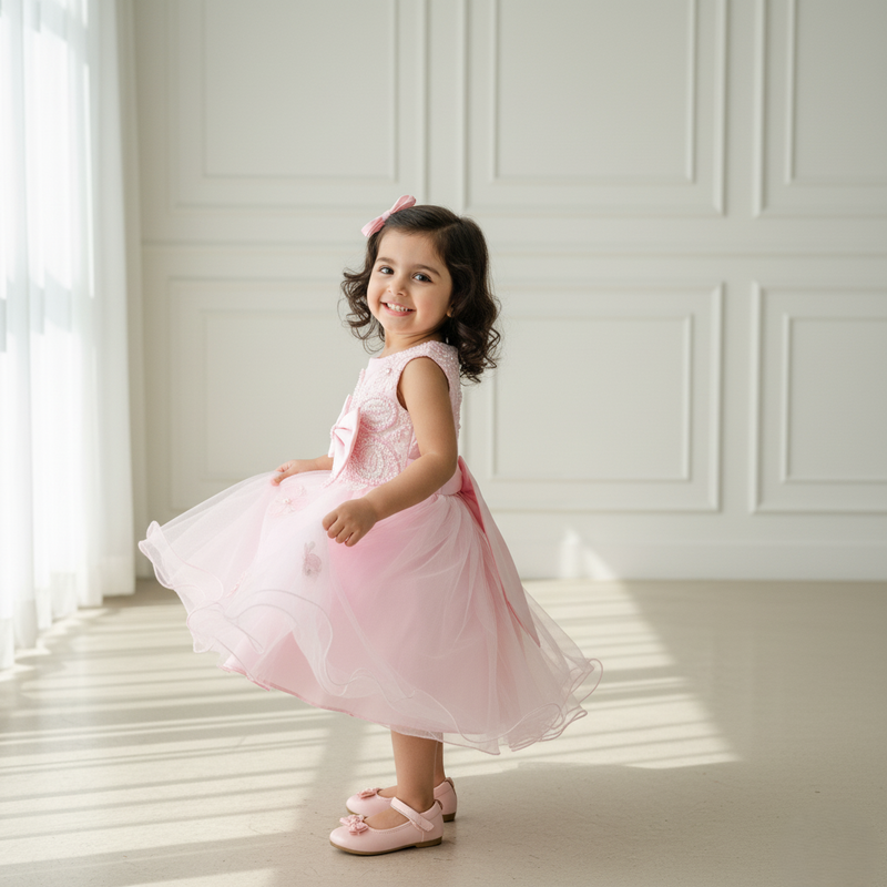 Pink Knee Length Princess Dress