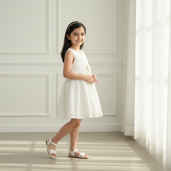 White Bow Lace Frock