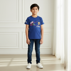 Blue Round Neck Printed T-shirt