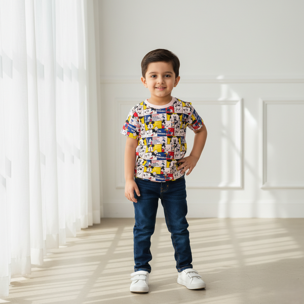 Pink Round Neck Printed T-shirt