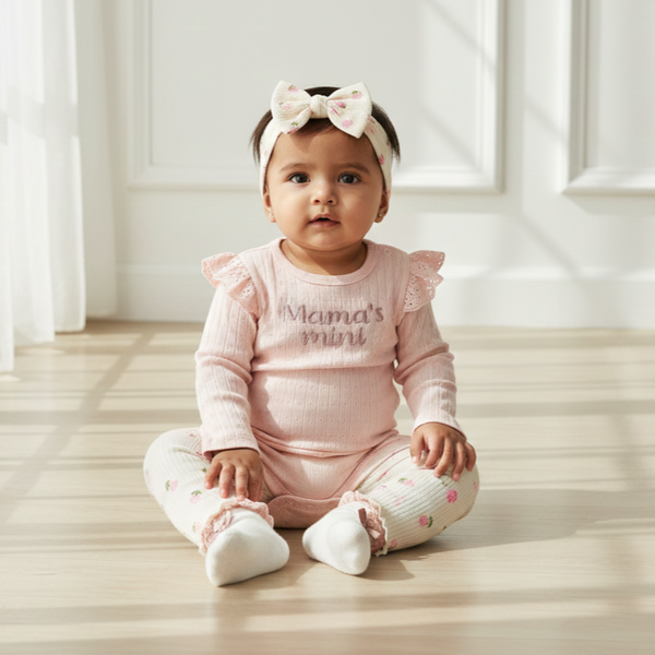 Peach Baby Romper 4 Piece set