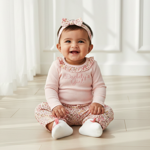 Peach Baby Romper 4 Piece set