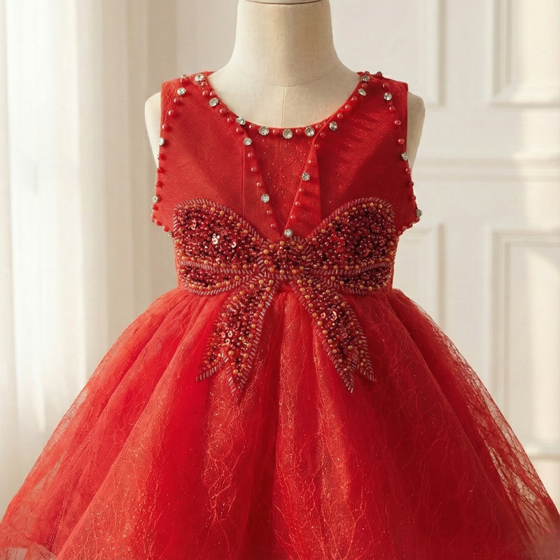 Red Knee Length Princess Dress
