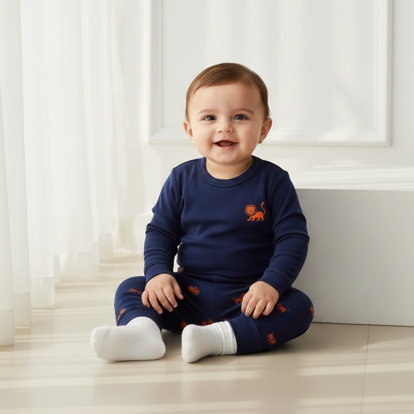 Navy Blue Printed Leggings