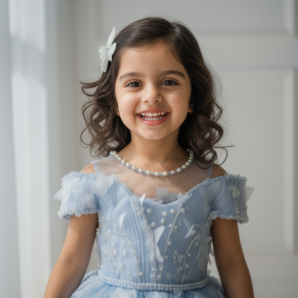 Light Blue Knee Length Princess Dress