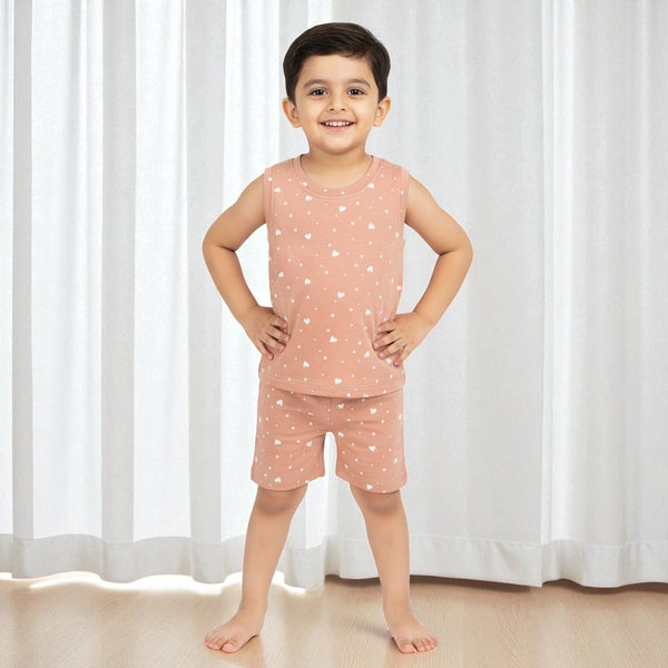 Heart Printed Vest and Short Set