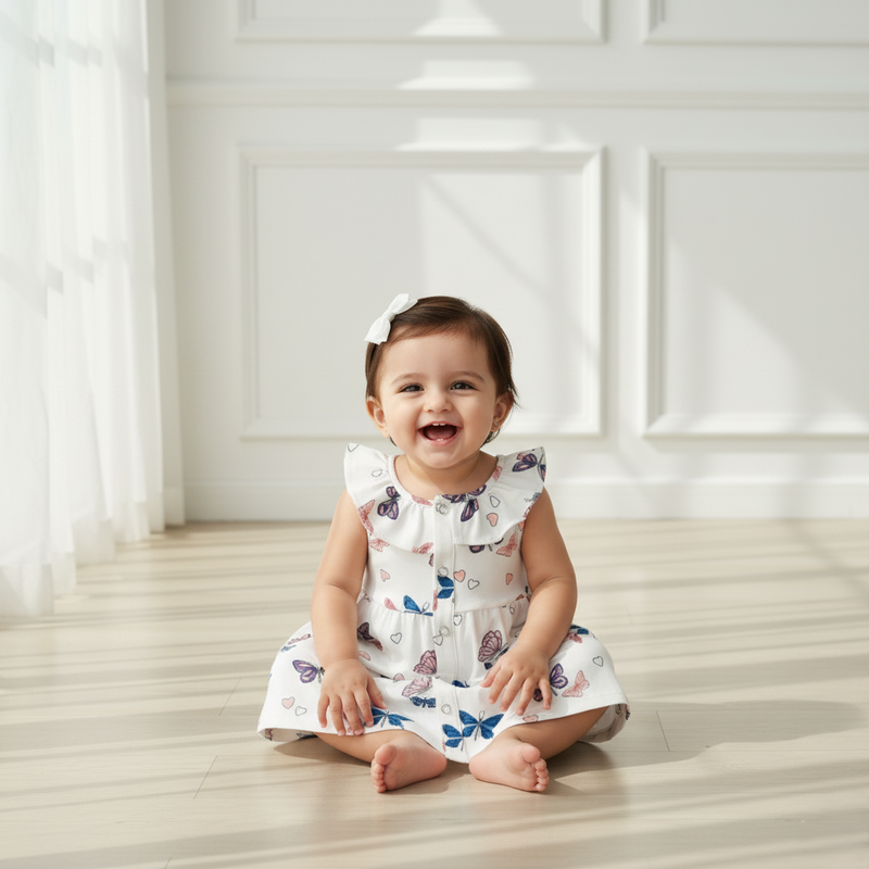 Butterfly Printed Sleeveless Frock