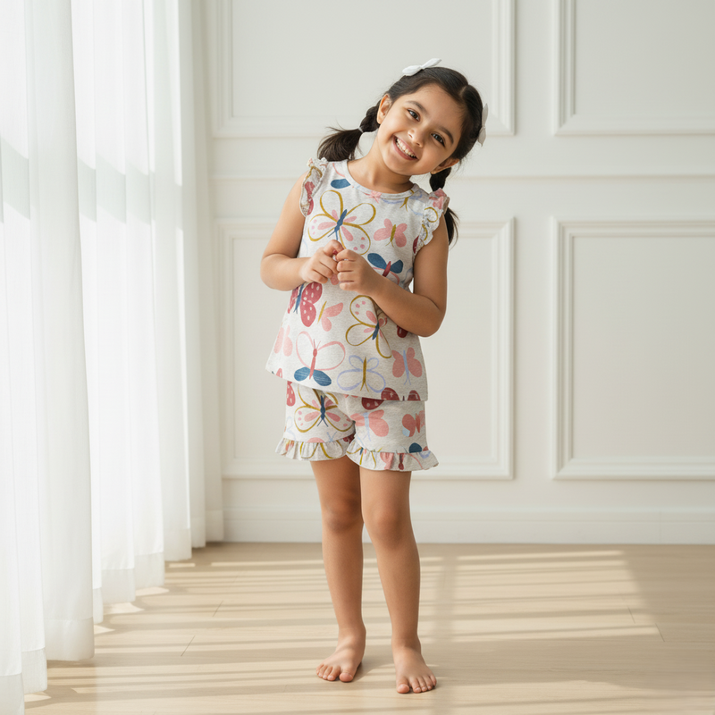 Grey Sleeveless Top and Short Set
