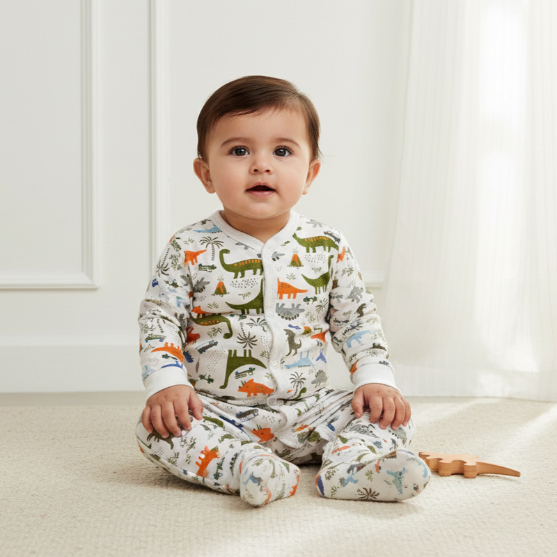 Dinosaur Printed Full Sleeves Rompers