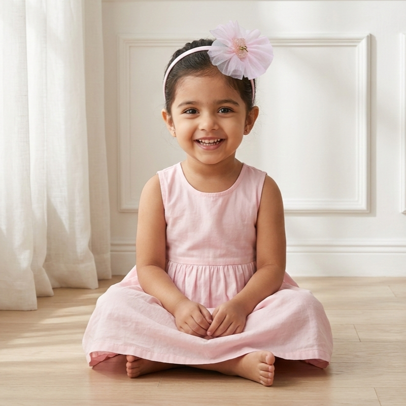 Pink Teddy Embellished Net Hairband