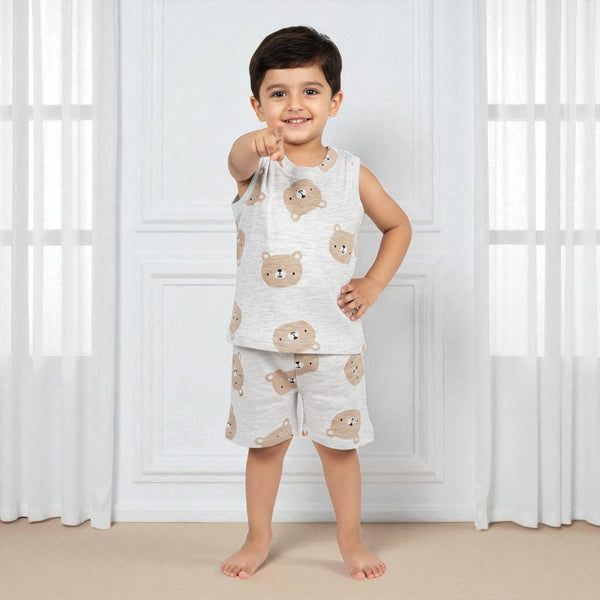 Panda Printed Vest and Short Set