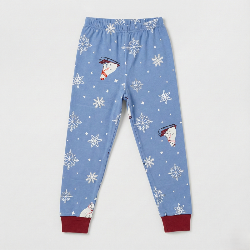 Blue Polar Bear & Snowflake Print Nightsuit