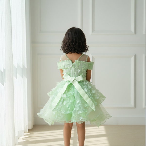 Pista Green Knee Length Princess Dress