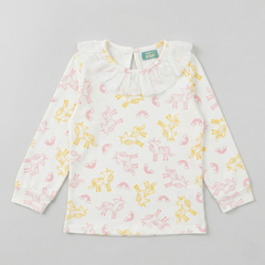 Fairytale Unicorn Ruffle Neck Top