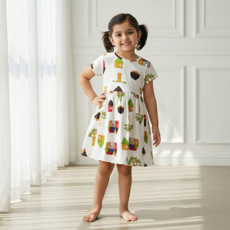 Little Town Printed Cotton Frock