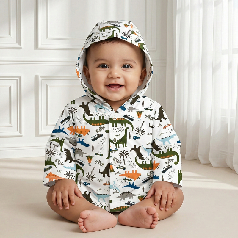 Dinosaur Print Hooded Jacket