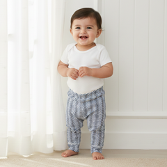 Blue Printed Stripped Leggings