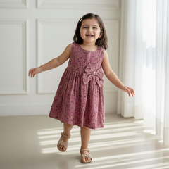 Mauve Floral Bow Frock