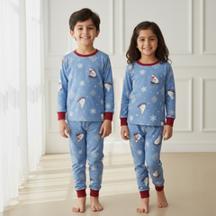 Blue Polar Bear & Snowflake Print Nightsuit