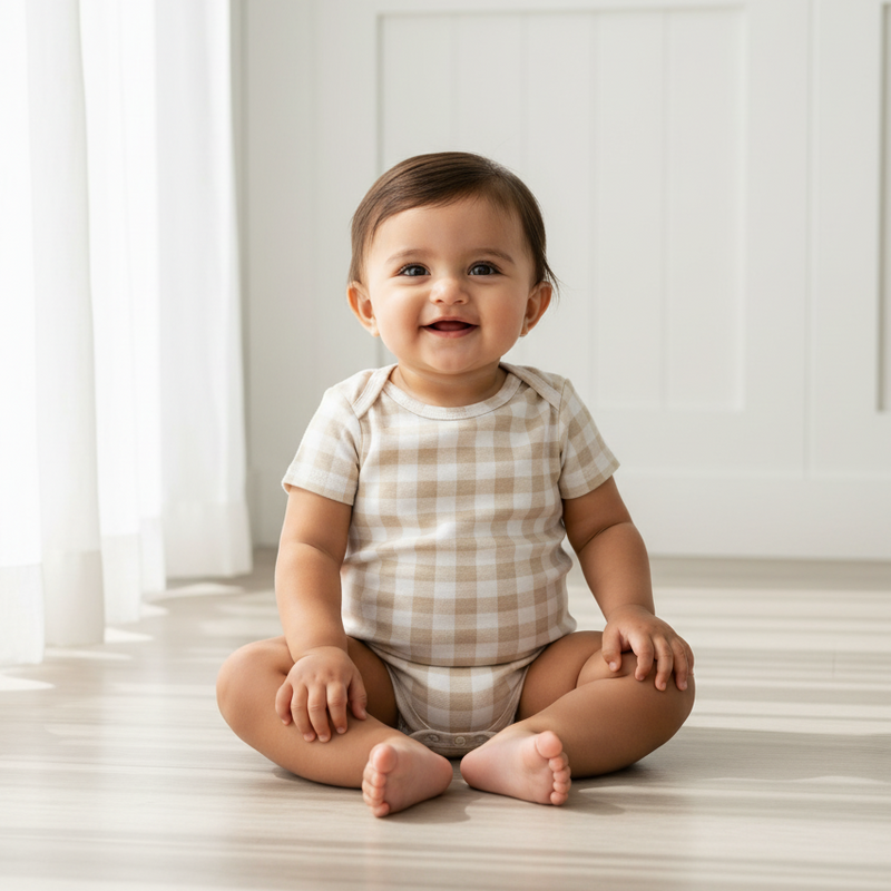 Beige Unisex Baby Onesies - Multipacks (Set of 3)