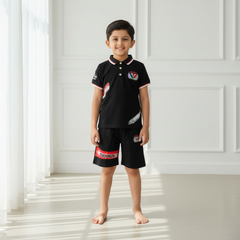 Black Boys Polo T-shirt with Shorts Set