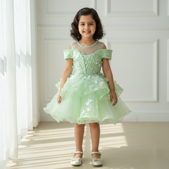 Pista Green Knee Length Princess Dress