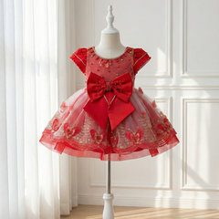 Red Butterfly bow Princess Dress