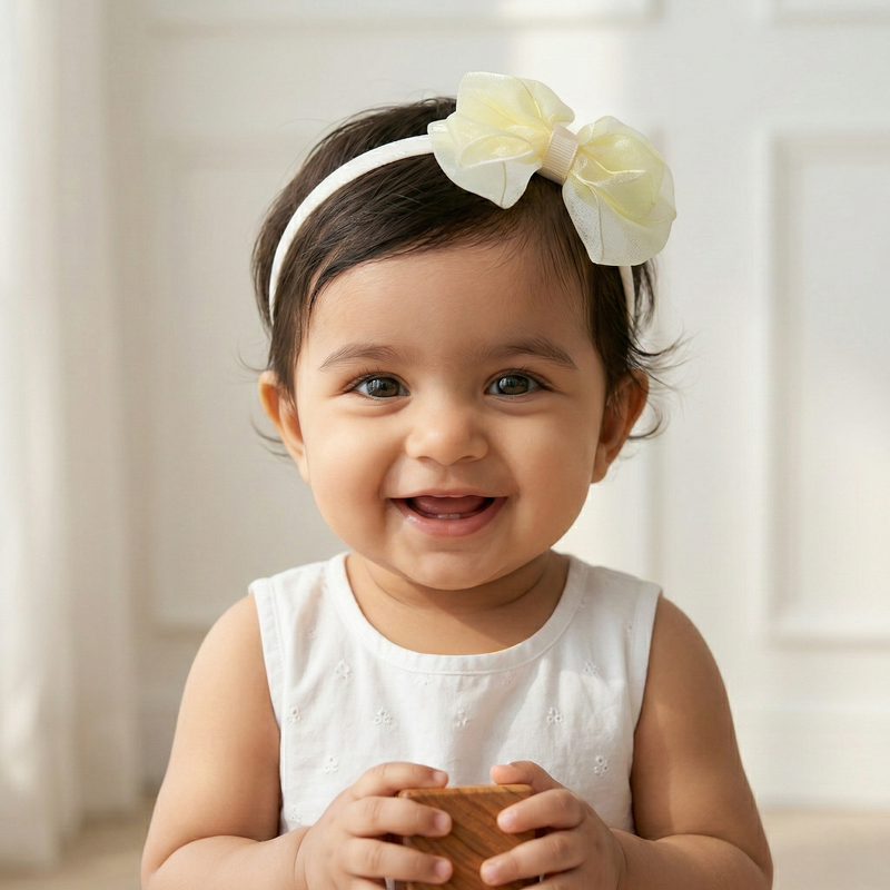 Bow Embellished Beige Hairband