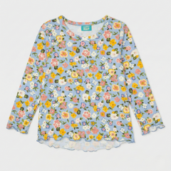 Blue Petal Print Soft Top