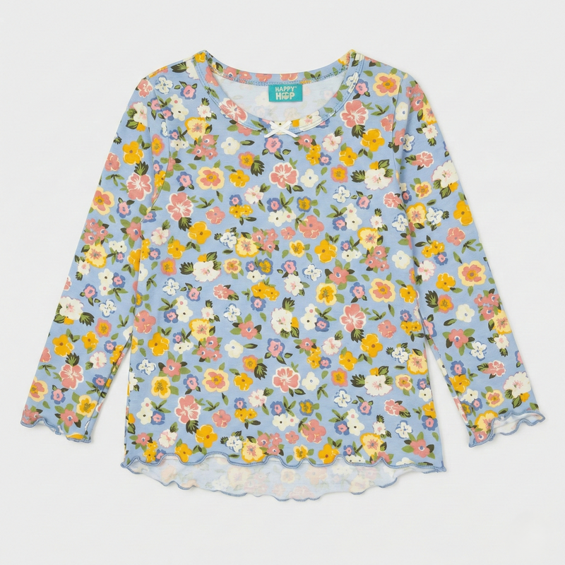 Blue Petal Print Soft Top