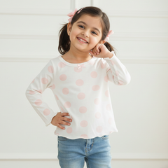 While Printed Full Sleeves Top