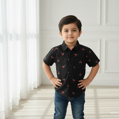 Black Half-Sleeves Casual Shirt