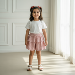 Red Striped Ruffled Skirt