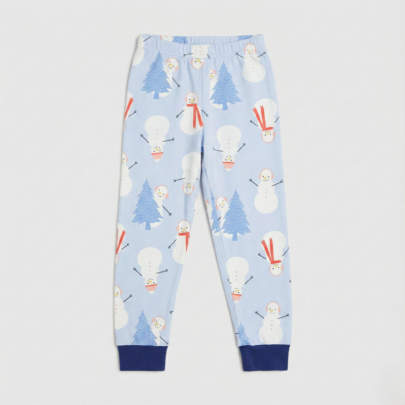 Light Blue Snowman Print Nightsuit