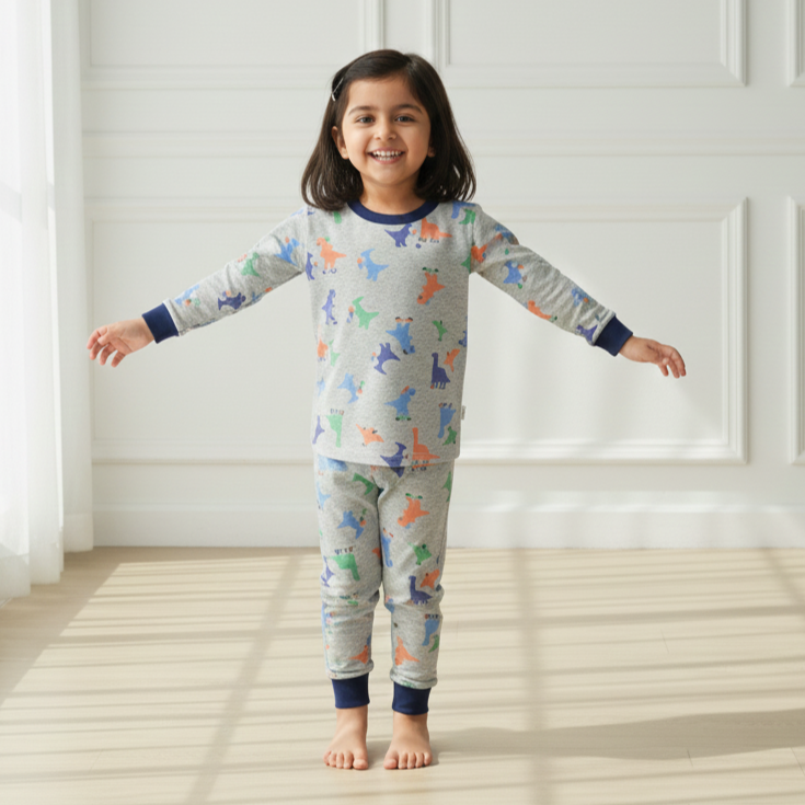 Grey Dinosaur Print Nightsuit