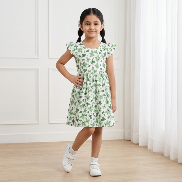 Green Meadow Butterfly Flutter Frock