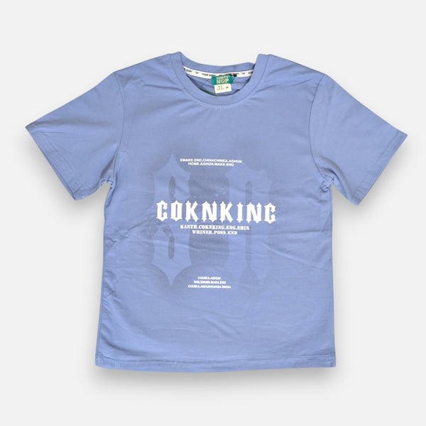 Blue Printed Polo T-shirt with Shorts Set