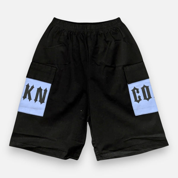 Blue Printed Polo T-shirt with Shorts Set