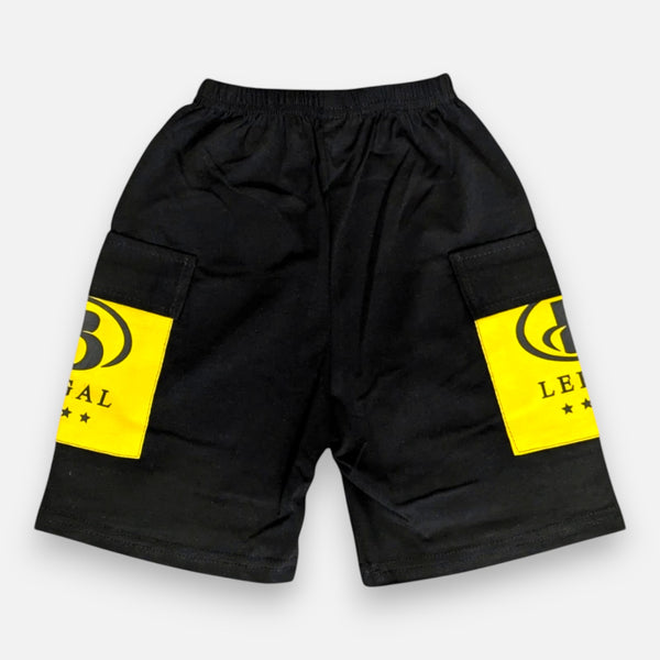Yellow Printed Polo T-shirt with Shorts Set