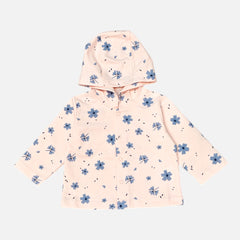 Peach Printed Hooded Jacket