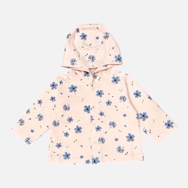 Peach Printed Hooded Jacket