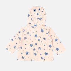 Peach Printed Hooded Jacket