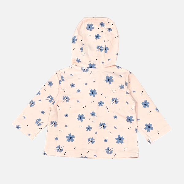 Peach Printed Hooded Jacket