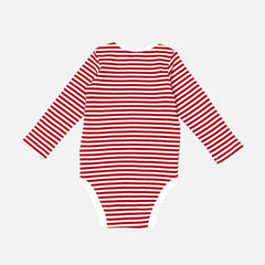 Red Long Sleeves Striped Onesies