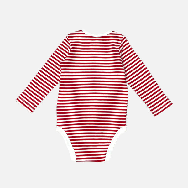 Red Long Sleeves Striped Onesies