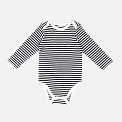 Blue Long Sleeves Striped Onesies